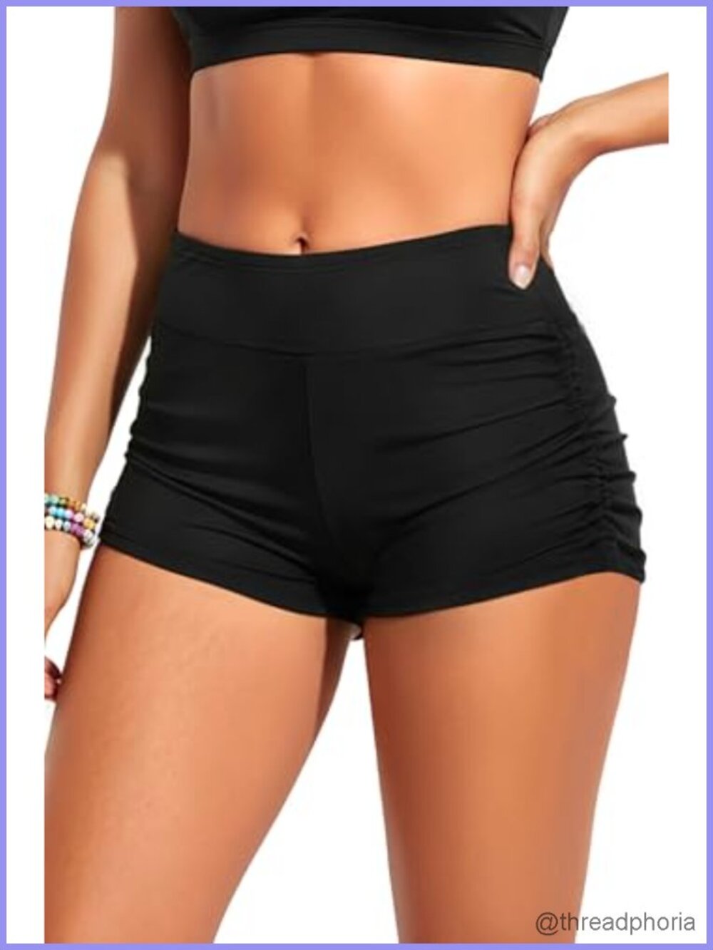 High Waisted Swim Shorts Ruched Side Tummy Control Boyshorts